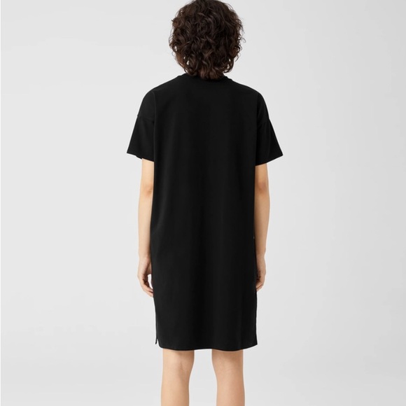 Eileen Fisher Cotton Blend T- Shirt Dress Oversized Fit Short Sleeve Navy L - Picture 9 of 11